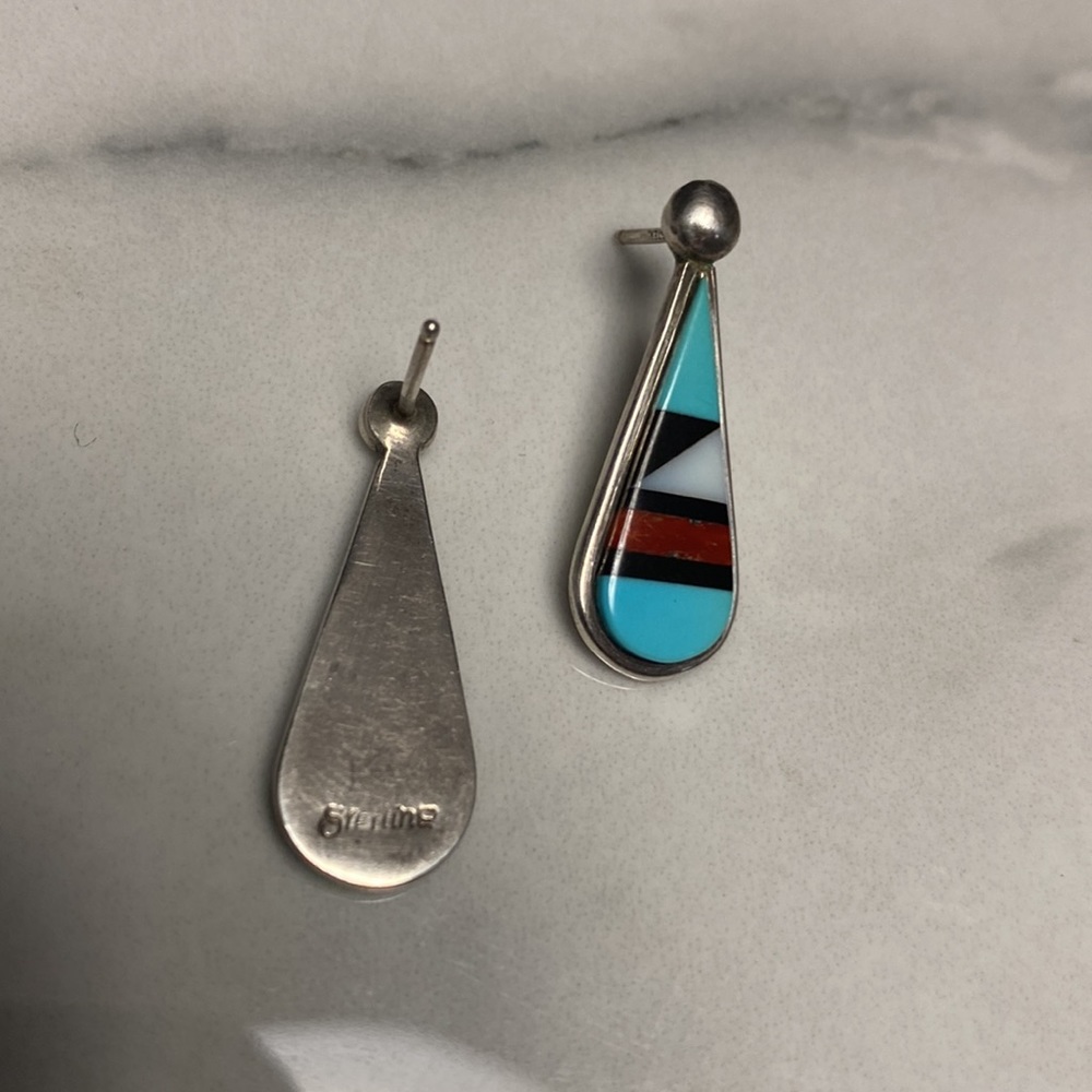 Native American inlay‎ stud earrings